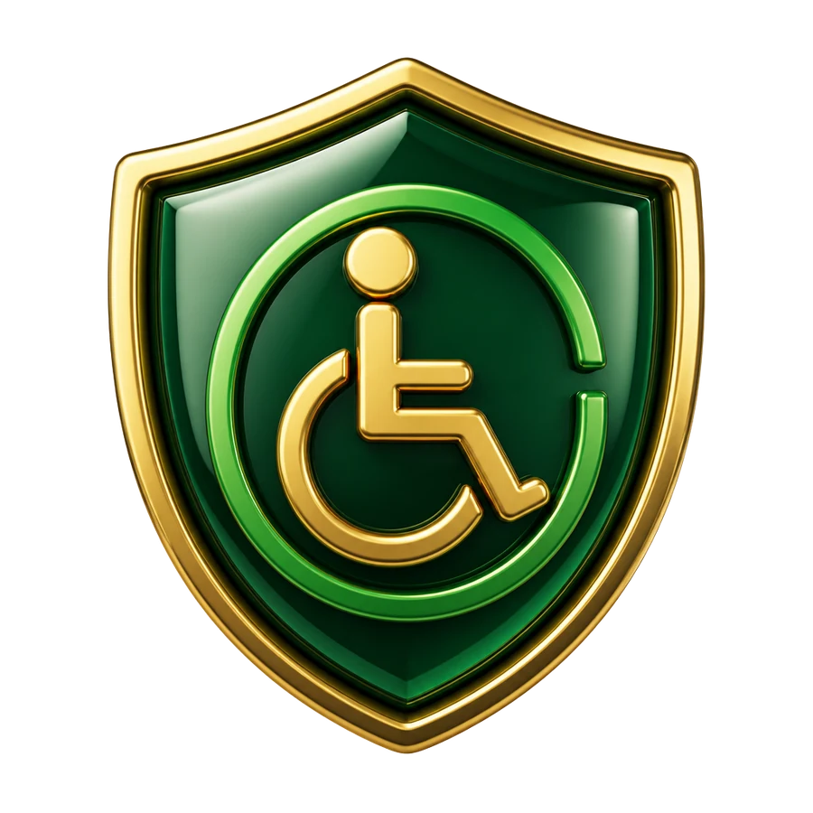 3D illustration of an accessibility symbol on a shield