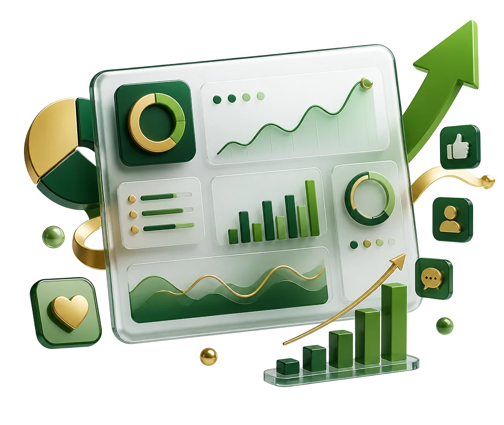 Abstract 3D illustration of marketing growth results