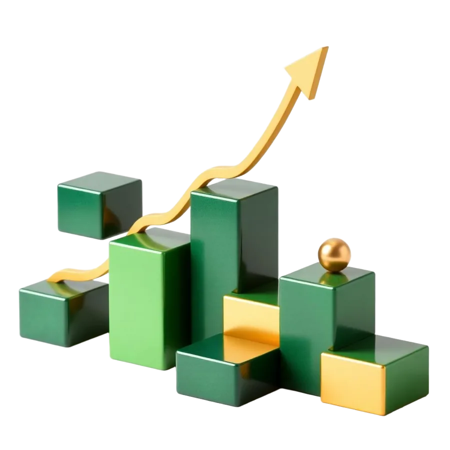Abstract 3D growth chart illustration