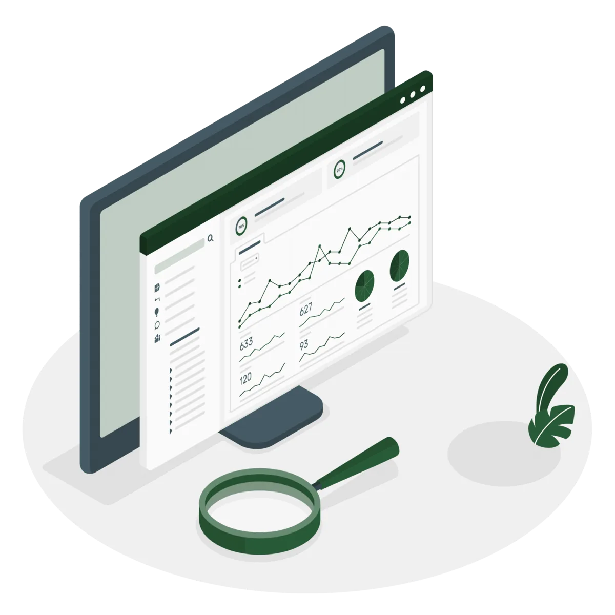 Illustration of a website analytics dashboard