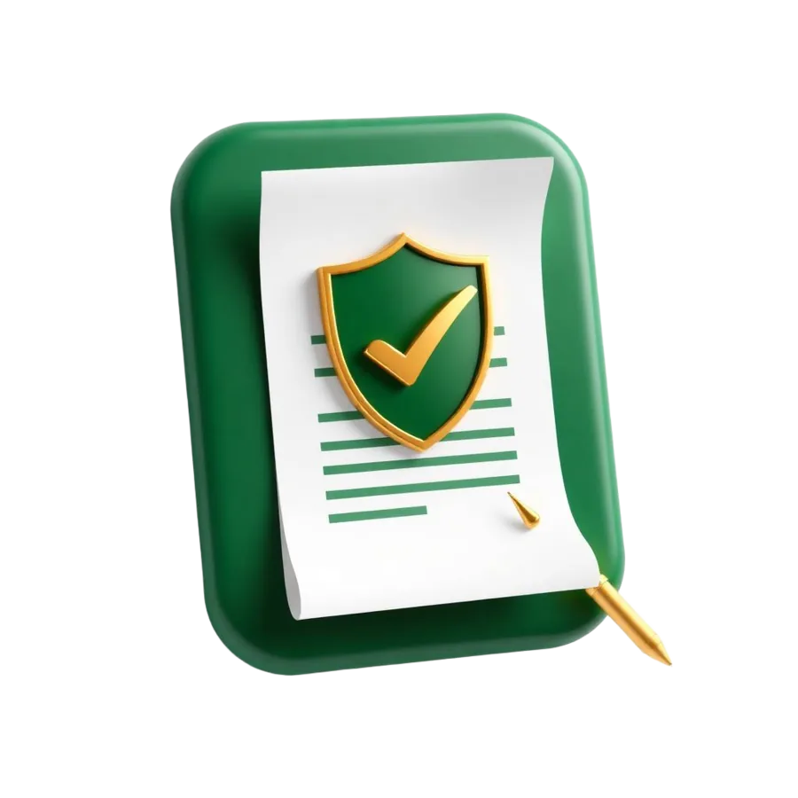 Abstract 3D illustration of a signed agreement document